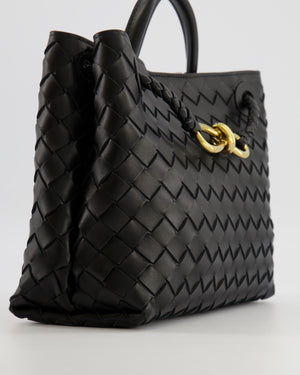 Bottega Veneta Small Andiamo Bag in Black Intrecciato Leather with Gold Hardware RRP £3,460