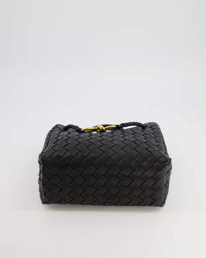 Bottega Veneta Small Andiamo Bag in Black Intrecciato Leather with Gold Hardware RRP £3,460