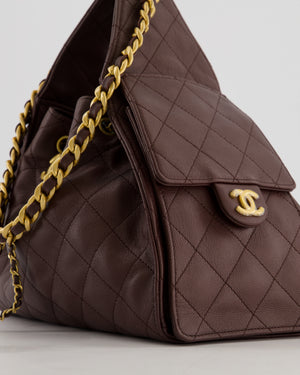 *RARE* Chanel Small 25 Bag in Brown Caviar Leather with Brushed Gold Hardware