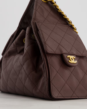 *RARE* Chanel Small 25 Bag in Brown Caviar Leather with Brushed Gold Hardware