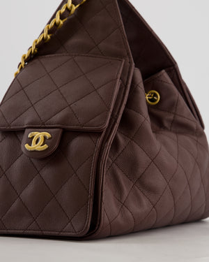 *RARE* Chanel Small 25 Bag in Brown Caviar Leather with Brushed Gold Hardware