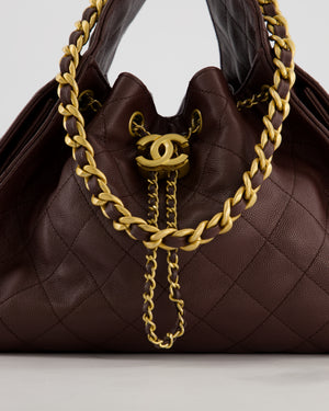 *RARE* Chanel Small 25 Bag in Brown Caviar Leather with Brushed Gold Hardware