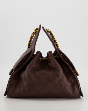 *RARE* Chanel Small 25 Bag in Brown Caviar Leather with Brushed Gold Hardware