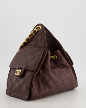 *RARE* Chanel Small 25 Bag in Brown Caviar Leather with Brushed Gold Hardware