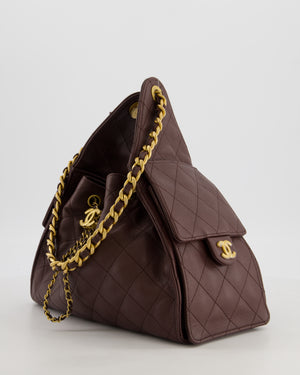 *RARE* Chanel Small 25 Bag in Brown Caviar Leather with Brushed Gold Hardware