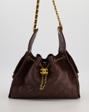 *RARE* Chanel Small 25 Bag in Brown Caviar Leather with Brushed Gold Hardware