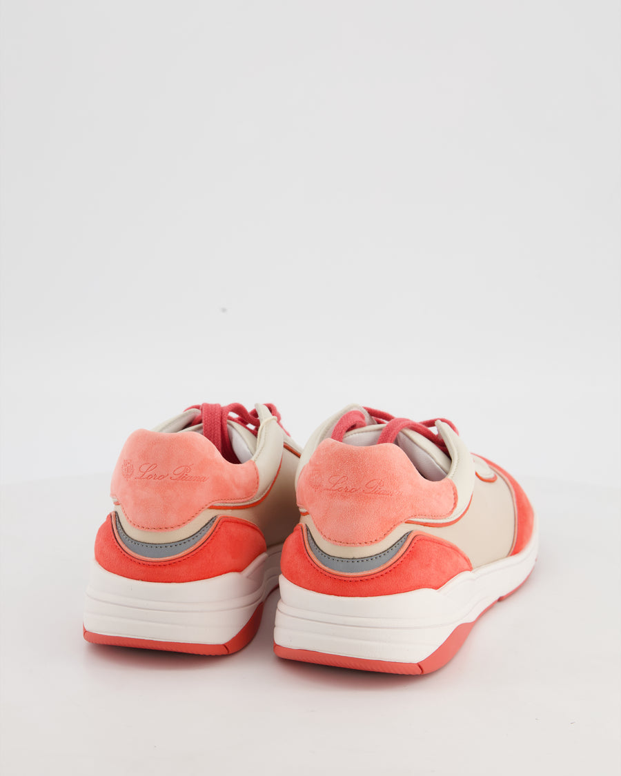 Loro Piana Play Trainers in Pink Leather and Suede Size EU 38