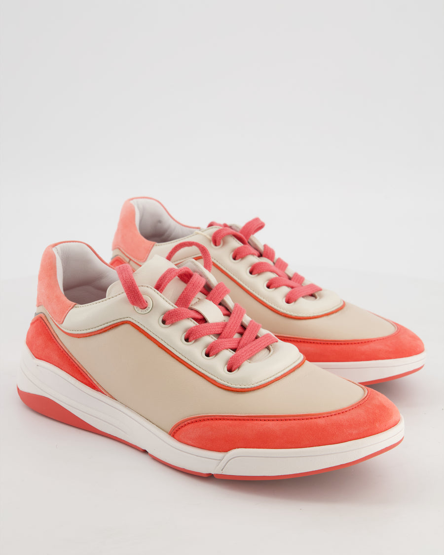 Loro Piana Play Trainers in Pink Leather and Suede Size EU 38