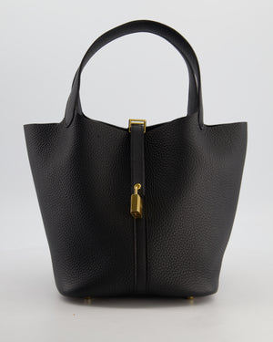 *VERY RARE* Hermès Picotin Lock 22 Bag in Noir Clemence Leather with Gold Hardware