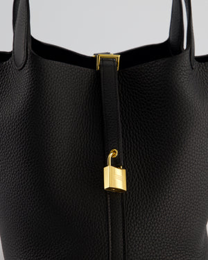 *VERY RARE* Hermès Picotin Lock 22 Bag in Noir Clemence Leather with Gold Hardware