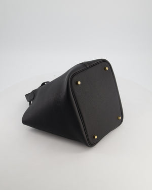 *VERY RARE* Hermès Picotin Lock 22 Bag in Noir Clemence Leather with Gold Hardware