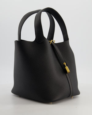 *VERY RARE* Hermès Picotin Lock 22 Bag in Noir Clemence Leather with Gold Hardware