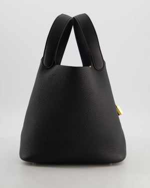 *VERY RARE* Hermès Picotin Lock 22 Bag in Noir Clemence Leather with Gold Hardware