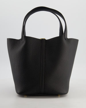 *VERY RARE* Hermès Picotin Lock 22 Bag in Noir Clemence Leather with Gold Hardware