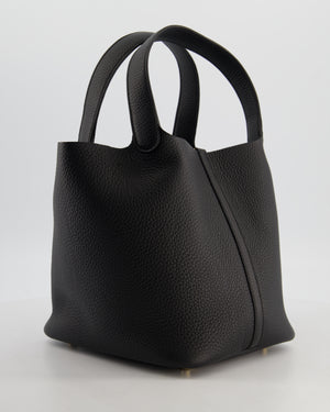 *VERY RARE* Hermès Picotin Lock 22 Bag in Noir Clemence Leather with Gold Hardware