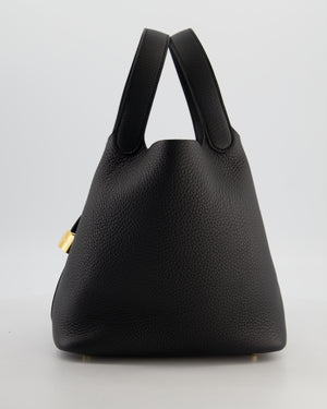 *VERY RARE* Hermès Picotin Lock 22 Bag in Noir Clemence Leather with Gold Hardware