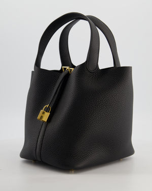 *VERY RARE* Hermès Picotin Lock 22 Bag in Noir Clemence Leather with Gold Hardware
