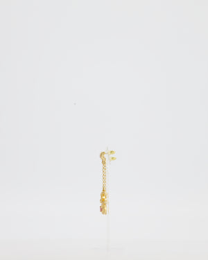 Chanel Gold CC and Light Pink Stone Drop Earrings