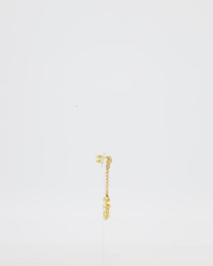 Chanel Gold CC and Light Pink Stone Drop Earrings