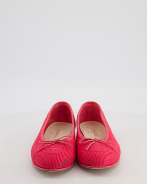 Chanel 24/P Corduroy Ballet Flats in Hot Pink Colour Size EU 38