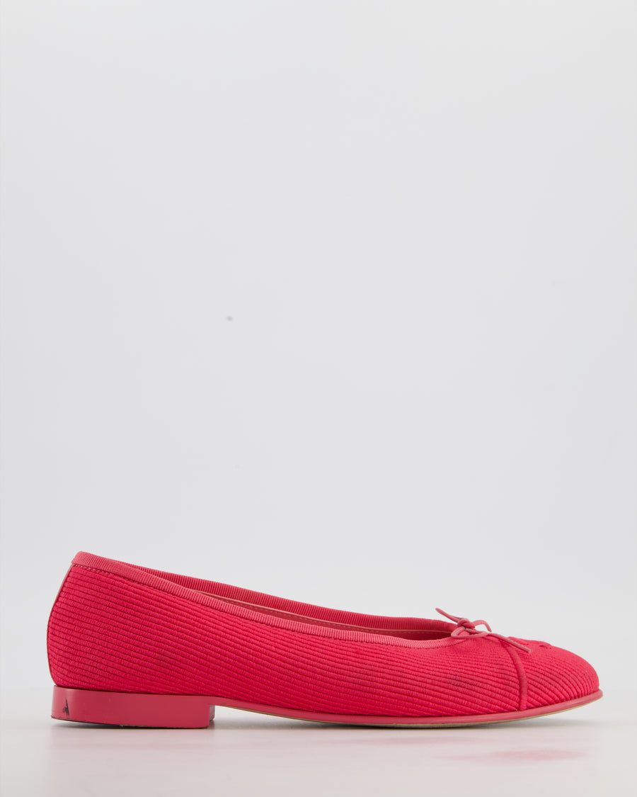 Chanel 24/P Corduroy Ballet Flats in Hot Pink Colour Size EU 38