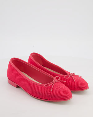 Chanel 24/P Corduroy Ballet Flats in Hot Pink Colour Size EU 38