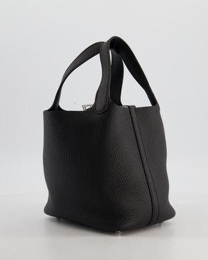 Hermès Picotin Lock 18 Bag in Noir Taurillon Clemence Leather with Palladium Hardware