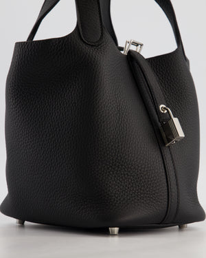 Hermès Picotin Lock 18 Bag in Noir Taurillon Clemence Leather with Palladium Hardware
