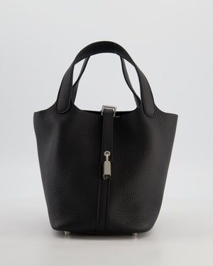 Hermès Picotin Lock 18 Bag in Noir Taurillon Clemence Leather with Palladium Hardware