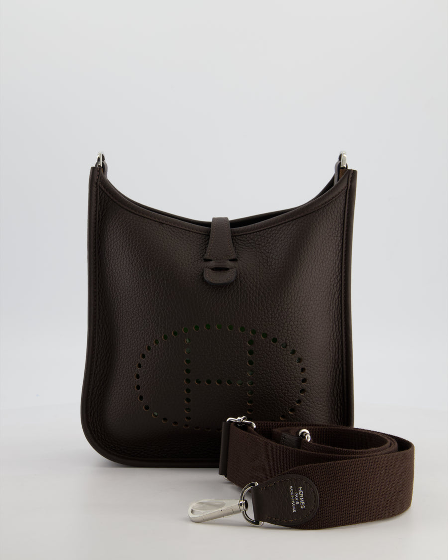 *HOT* Hermès Evelyne III 23 Bag in Ebene Taurillon Clemence Leather with Palladium Hardware