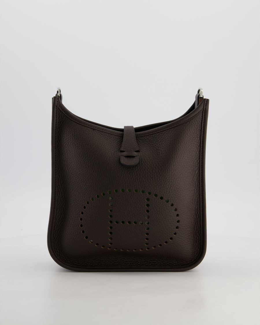 *HOT* Hermès Evelyne III 23 Bag in Ebene Taurillon Clemence Leather with Palladium Hardware