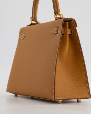 Hermès Kelly 25 Sellier Bag in Gold Epsom Leather with Gold Hardware