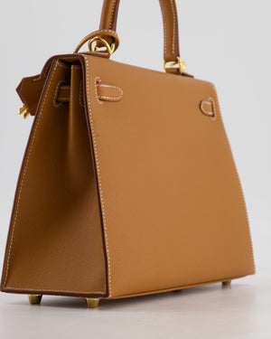 Hermès Kelly 25 Sellier Bag in Gold Epsom Leather with Gold Hardware