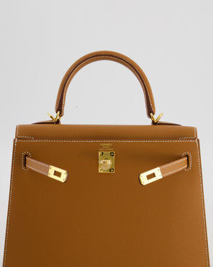 Hermès Kelly 25 Sellier Bag in Gold Epsom Leather with Gold Hardware