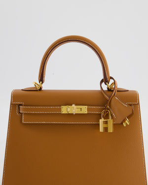 Hermès Kelly 25 Sellier Bag in Gold Epsom Leather with Gold Hardware