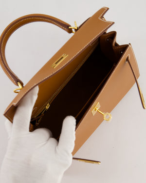Hermès Kelly 25 Sellier Bag in Gold Epsom Leather with Gold Hardware