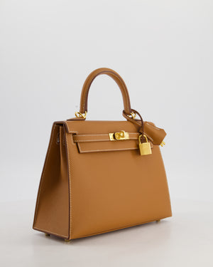 Hermès Kelly 25 Sellier Bag in Gold Epsom Leather with Gold Hardware