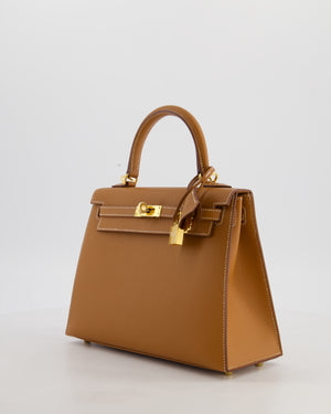Hermès Kelly 25 Sellier Bag in Gold Epsom Leather with Gold Hardware