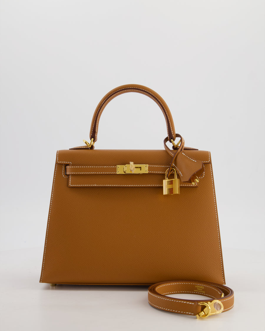 *HOLY GRAIL* Hermès Kelly 25 Sellier Bag in Gold Epsom Leather with Gold Hardware