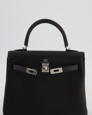 Hermès Kelly 25 Retourne Bag in Noir Togo Leather with Palladium Hardware