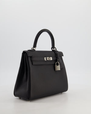 Hermès Kelly 25 Retourne Bag in Noir Togo Leather with Palladium Hardware