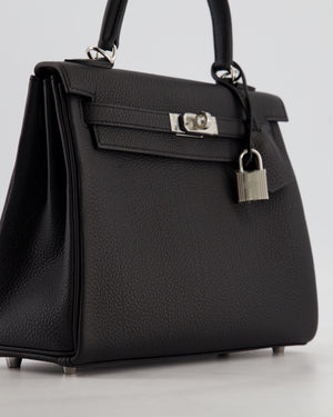 Hermès Kelly 25 Retourne Bag in Noir Togo Leather with Palladium Hardware