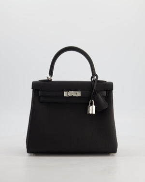 Hermès Kelly 25 Retourne Bag in Noir Togo Leather with Palladium Hardware