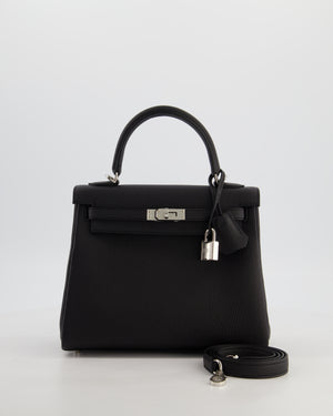 Hermès Kelly 25 Retourne Bag in Noir Togo Leather with Palladium Hardware