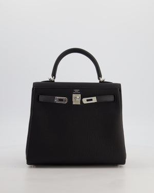 Hermès Kelly 25 Retourne Bag in Noir Togo Leather with Palladium Hardware