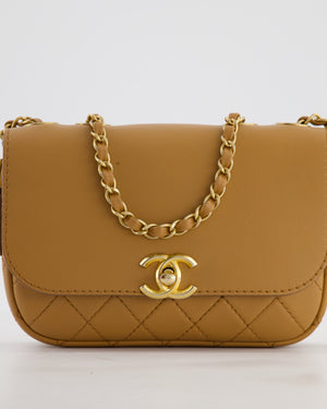 Chanel Caramel Quilted Multi Pouch Mini Flap Bag with Coin Purse in Lambskin Leather with Brushed Gold Hardware