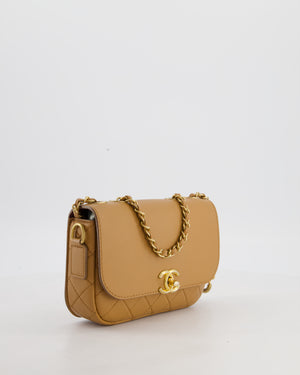 Chanel Caramel Quilted Multi Pouch Mini Flap Bag with Coin Purse in Lambskin Leather with Brushed Gold Hardware