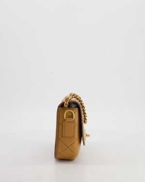 Chanel Caramel Quilted Multi Pouch Mini Flap Bag with Coin Purse in Lambskin Leather with Brushed Gold Hardware