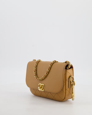 Chanel Caramel Quilted Multi Pouch Mini Flap Bag with Coin Purse in Lambskin Leather with Brushed Gold Hardware