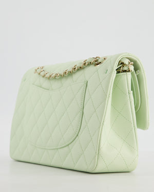 *RARE* Chanel Pastel Mint Green Medium Classic Double Flap Bag in Caviar Leather with Champagne Gold Hardware&nbsp;